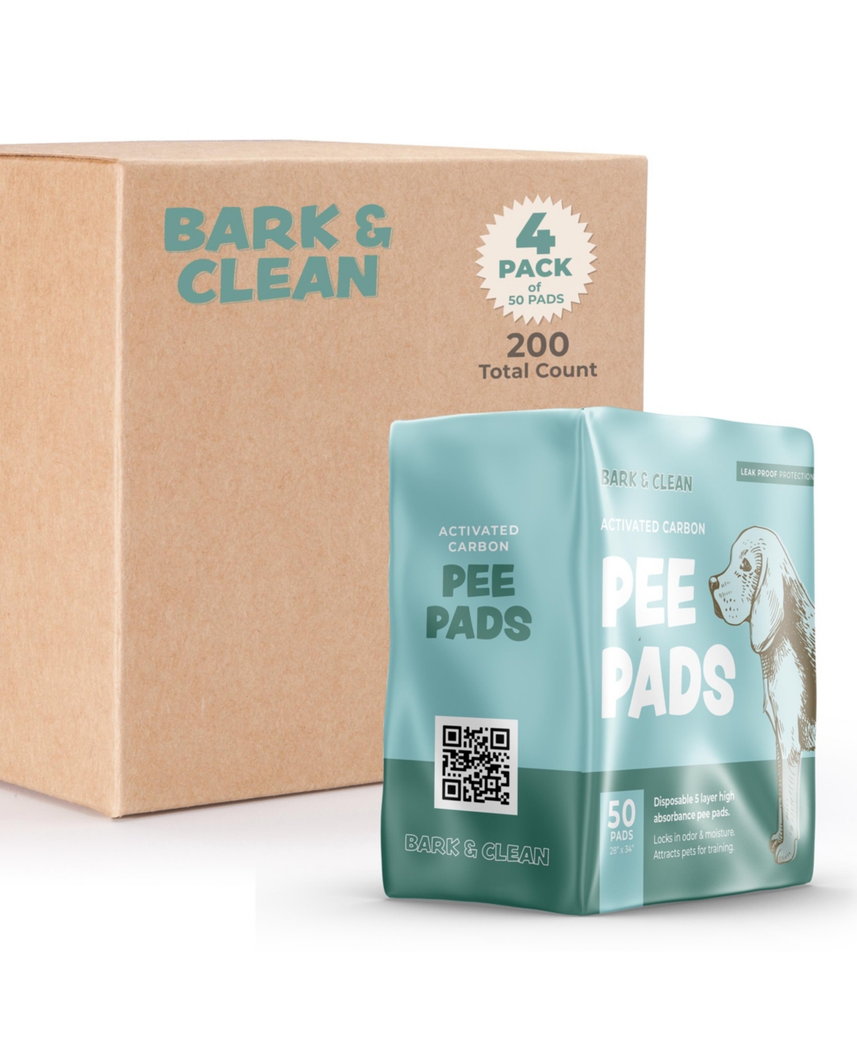 Dog and Puppy Pee Pads, Leak-Proof Design, Quick-Dry, Heavy Duty Absorbency, 28" x 34" Xl, Bulk 200 Count - Charcoal