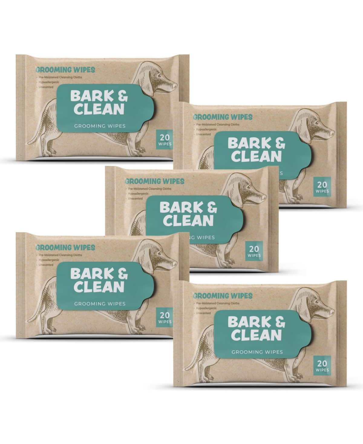 Freshen-Up Wet Wipes For Dog Cleanliness - 5 Packs of 20 Wipes