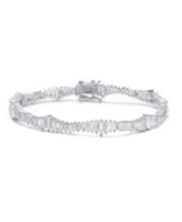 Rachel Glauber Ra Rhodium Plated Clear Cubic Zirconia Tennis Bracelet - Silver