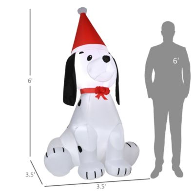 6ft Tall Lighted Inflatable Christmas Dog Santa Hat Yard Decor
