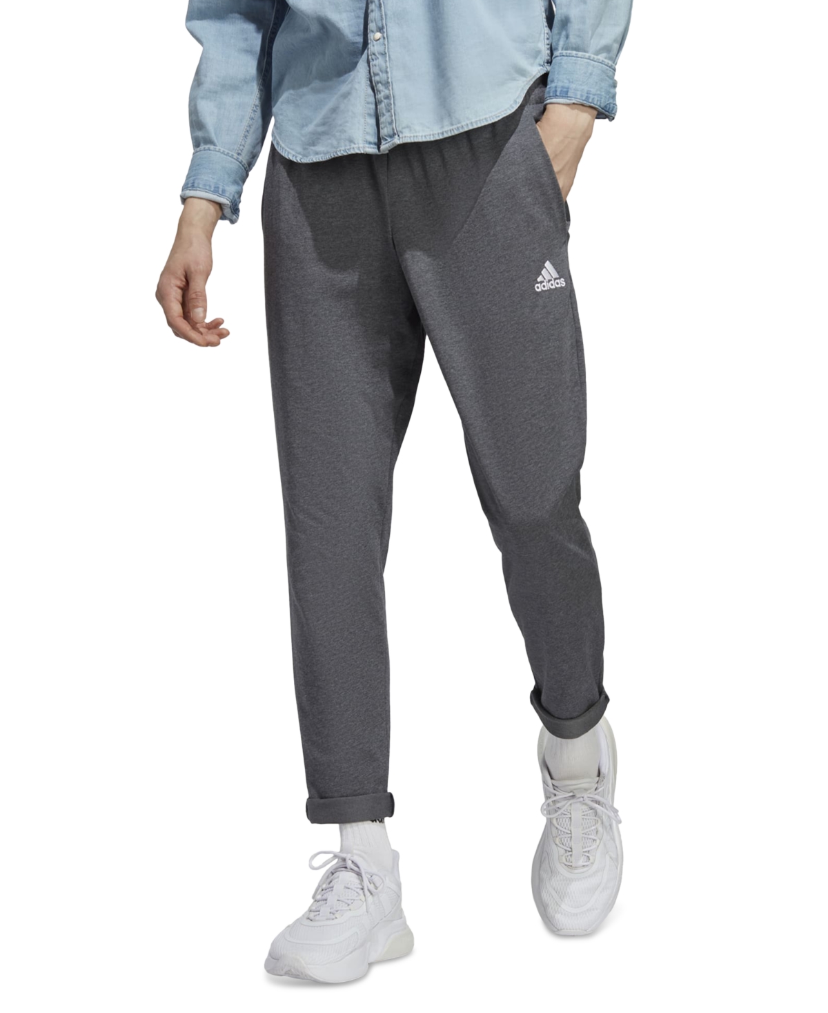 Adidas Originals Men's Essentials Performance Single Jersey Tapered Open Hem Jogger Pants In Dgh