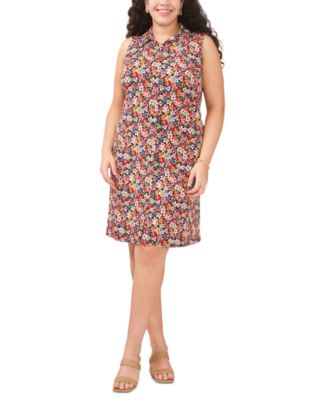 MSK - Plus Size Printed Sleeveless Shirtdress