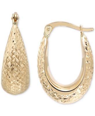 Graduated Textured Chunky Oval Hoop Earrings in 14k Gold, Created for Macy's