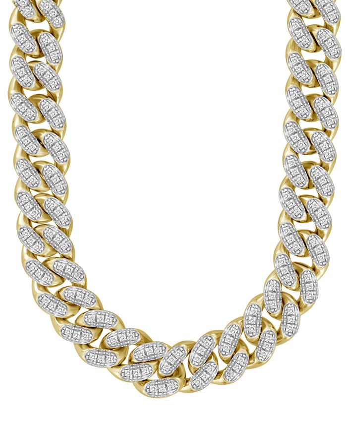 Macy's Men's Diamond Link Chain Necklace (2-1/2 ct. t.w.) in 10k Gold - Macy's