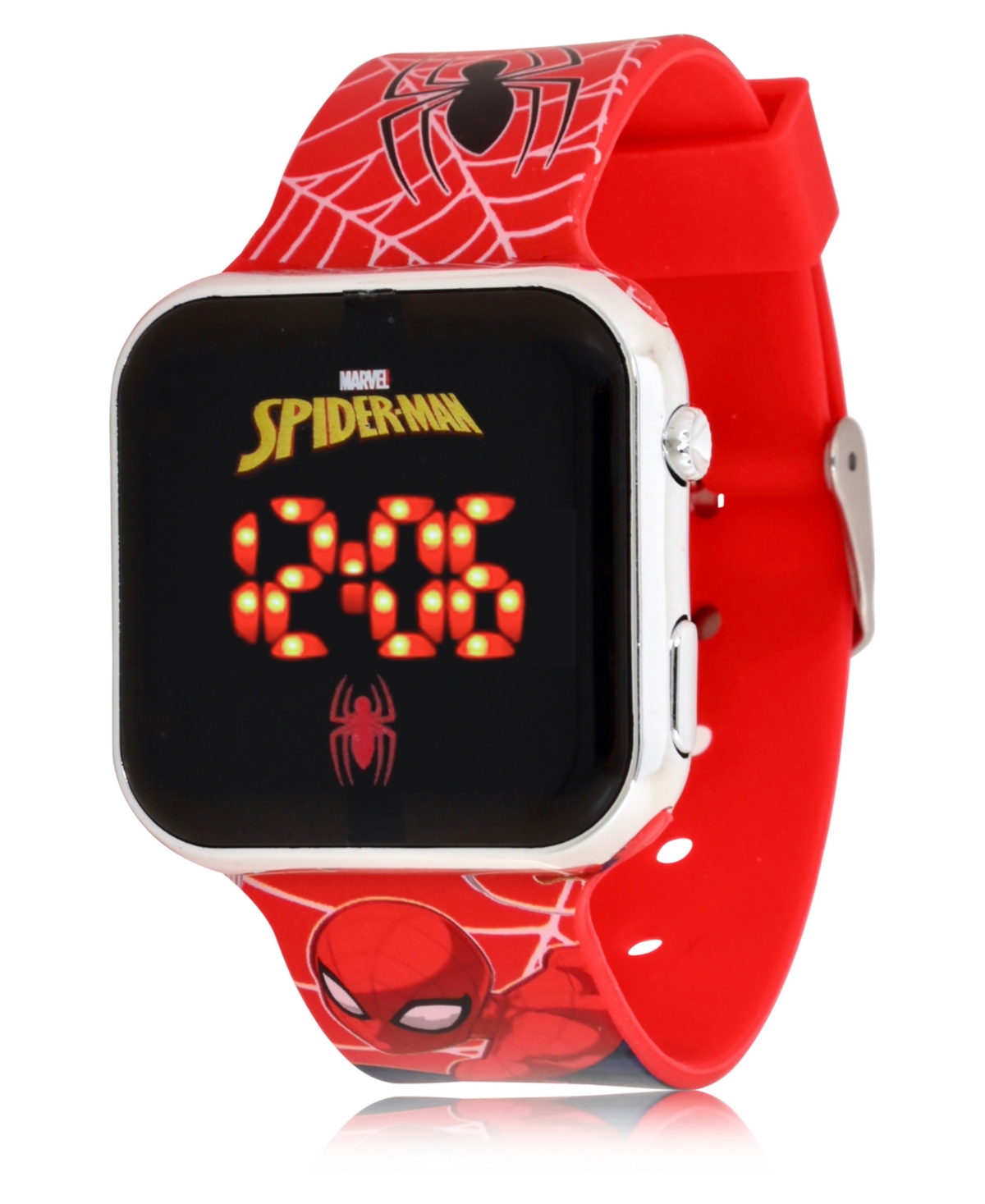 Marvel Children's Spiderman Light Emitting Diode Red Silicone Strap Watch 32mm
