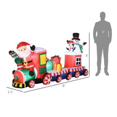 8' Inflatable Christmas Train W/ Santa Claus Snowman Penguin