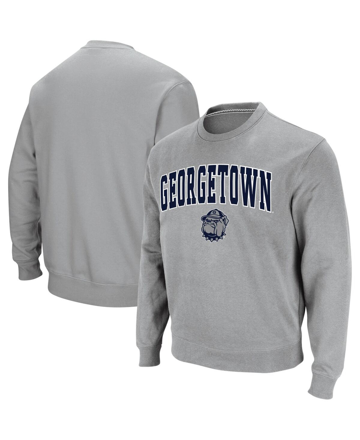 Shop Colosseum Men's  Gray Georgetown Hoyas Arch And Logo Crew Neck Sweatshirt