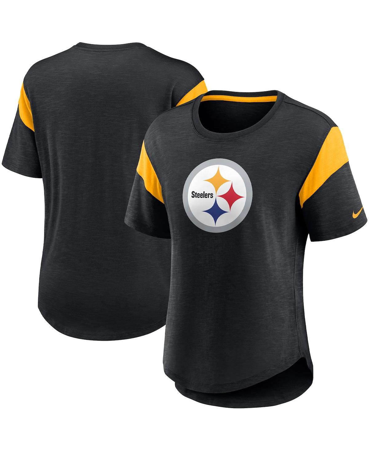 Nike Heather Black Pittsburgh Steelers Primary Logo Fashion Top In Heather Black