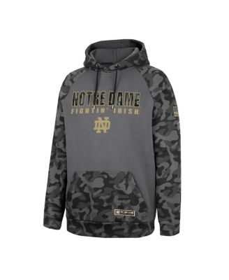 Men's Charcoal Notre Dame Fighting Irish OHT Military-Inspired Appreciation Camo Stack Raglan Pullover Hoodie
