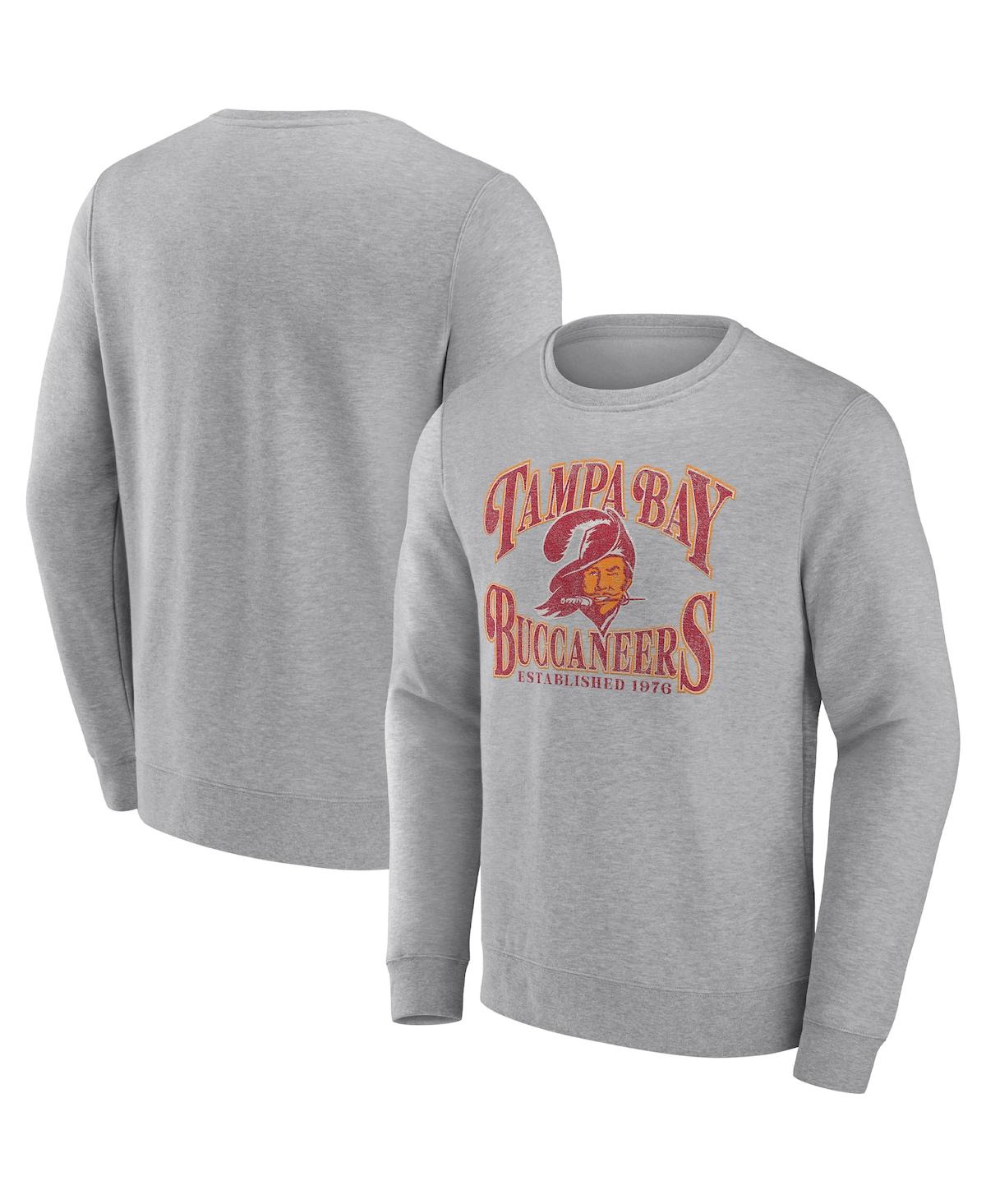 Shop Fanatics Men's  Heathered Charcoal Tampa Bay Buccaneers Playability Pullover Sweatshirt