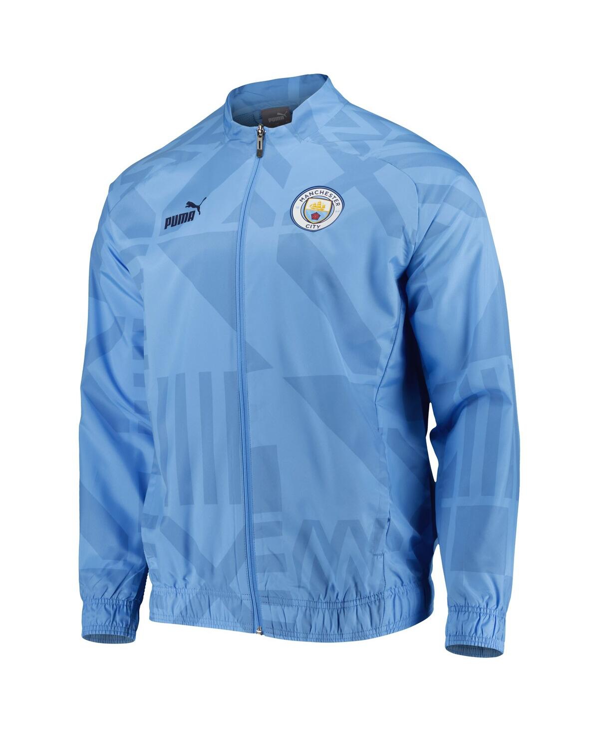 Shop Puma Men's  Light Blue Manchester City Pre-match Raglan Full-zip Training Jacket