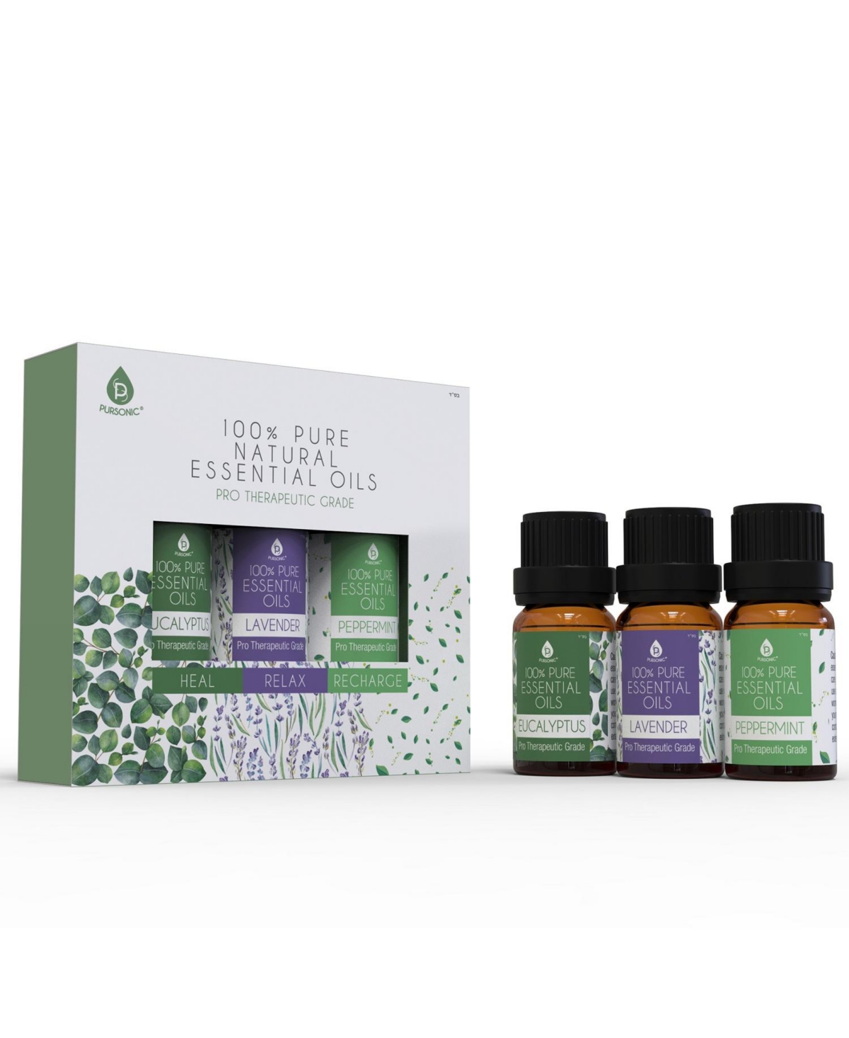 3 pack of 100% Pure Essential Oils (Eucalyptus, Lavender & Peppermint) - Natural