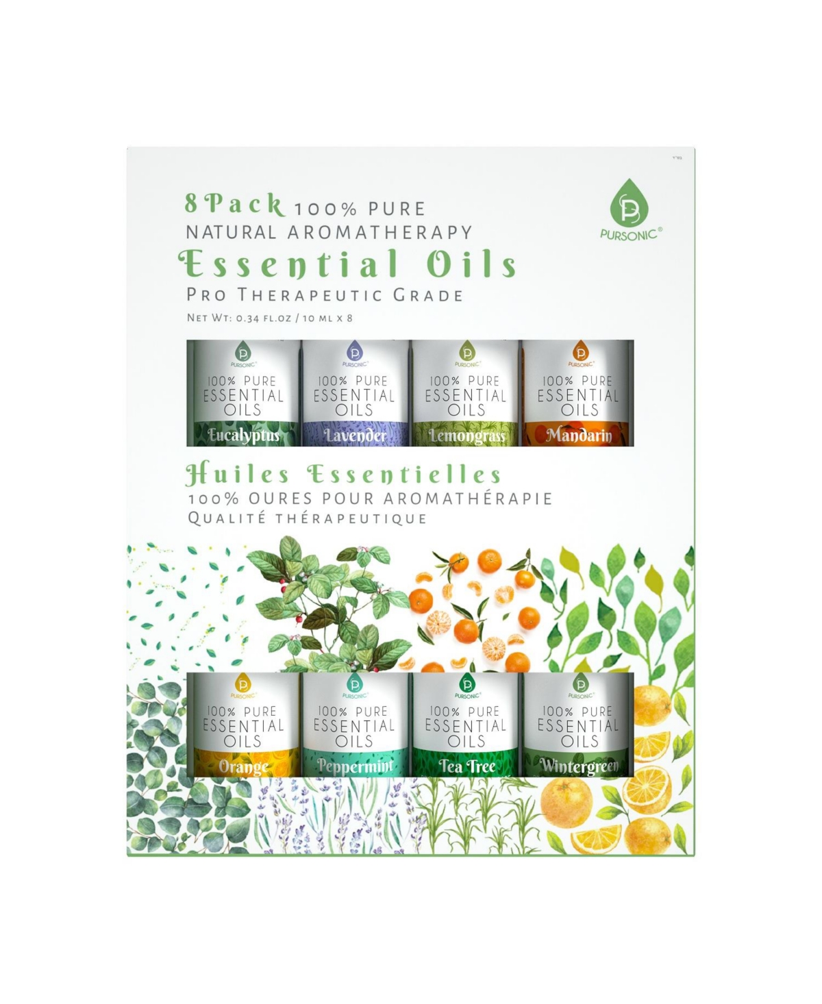 8 pack of 100% Pure Essential Aromatherapy Oils - Natural