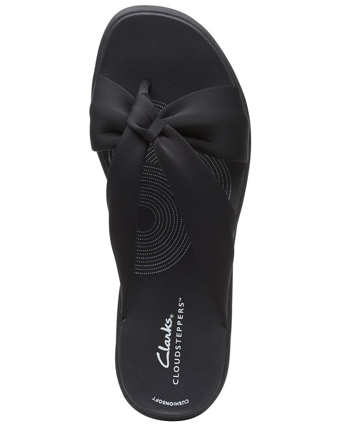 Clarks Women's Cloudsteppers Drift Ave Slip On Wedge Sandals Black Size 7.5 W