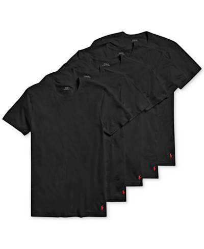 Polo Ralph Lauren Men's 5 Pack Crew-Neck Undershirts - Macy's