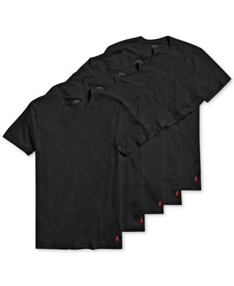 Бельё Undershirts для мужчин, круглый вырез, 5 шт. — Polo Ralph Lauren, цвет: Чёрный
