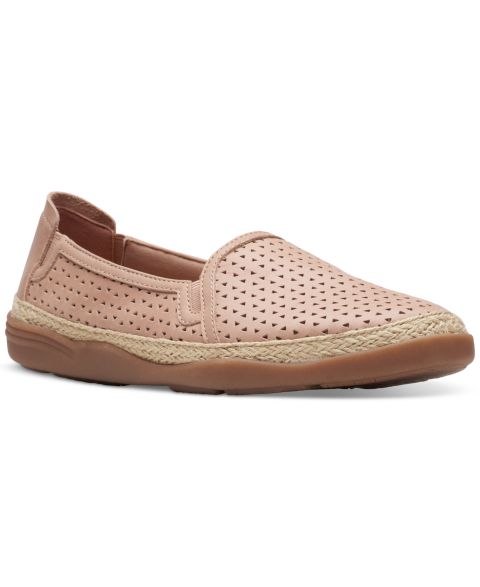 Женские кожаные балетки-эспадрильи Clarks без застёжки, цвет: Кожаный