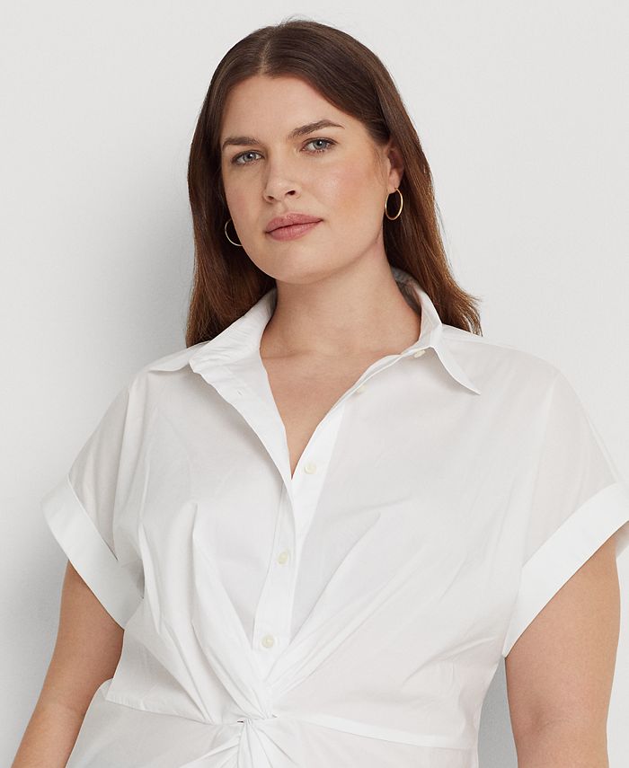 Lauren Ralph Lauren Plus Size TwistFront Buttoned Top & Reviews Tops