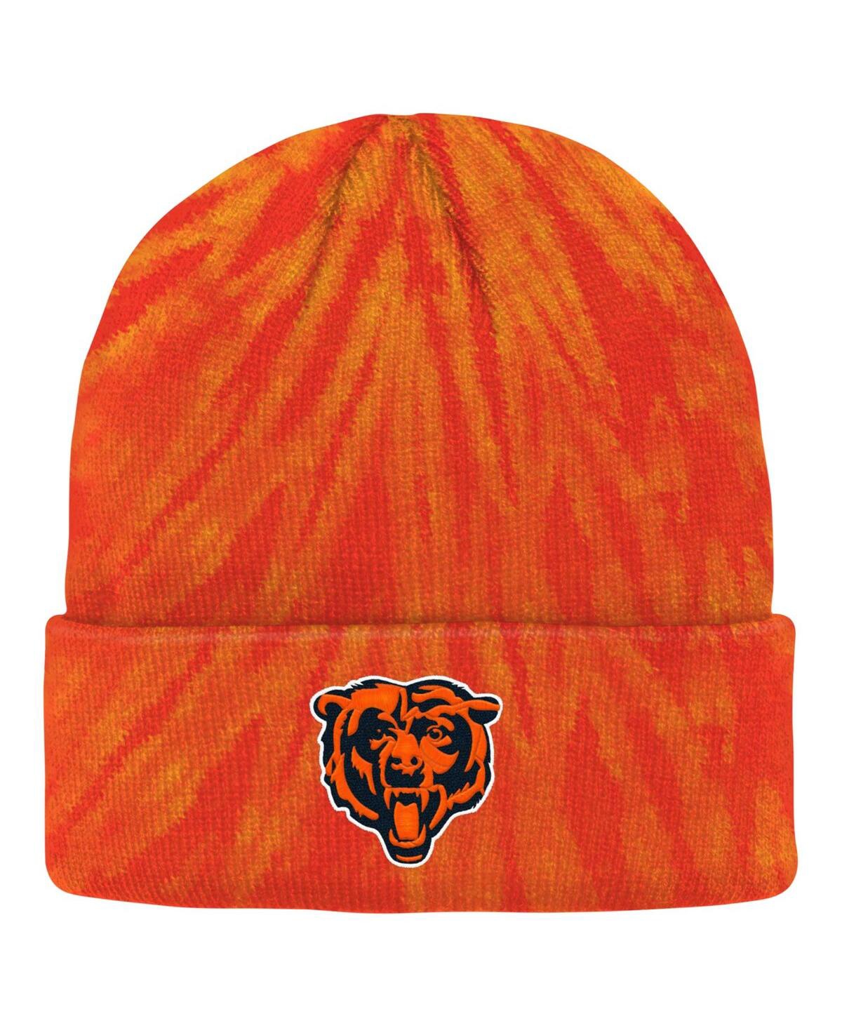 Outerstuff Kids' Big Boys And Girls Orange Chicago Bears Tie-dye Cuffed Knit Hat