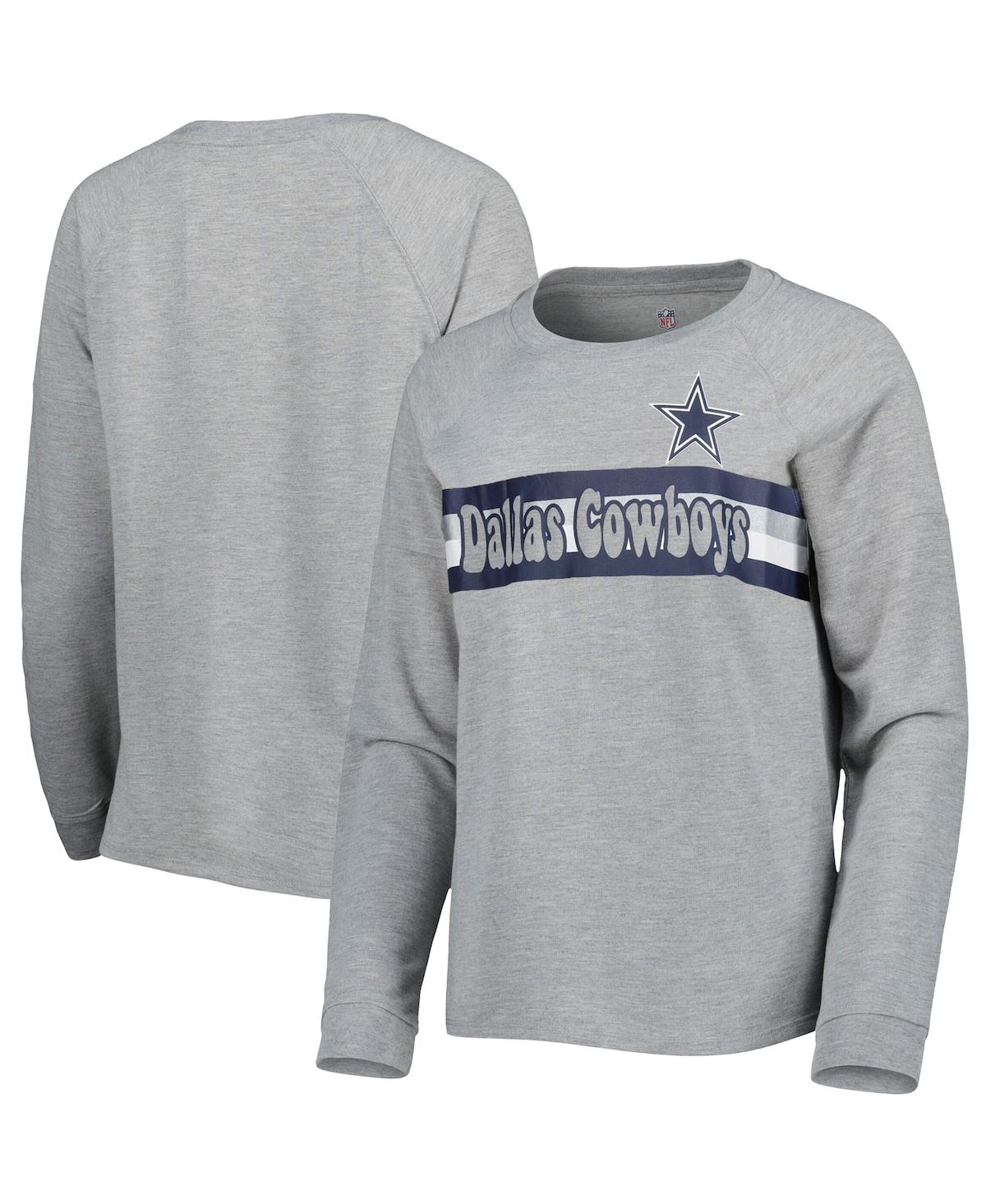 Juniors Boys and GirlsDallas Cowboys All Striped Up Raglan Long Sleeve T-shirt - Heathered Gray