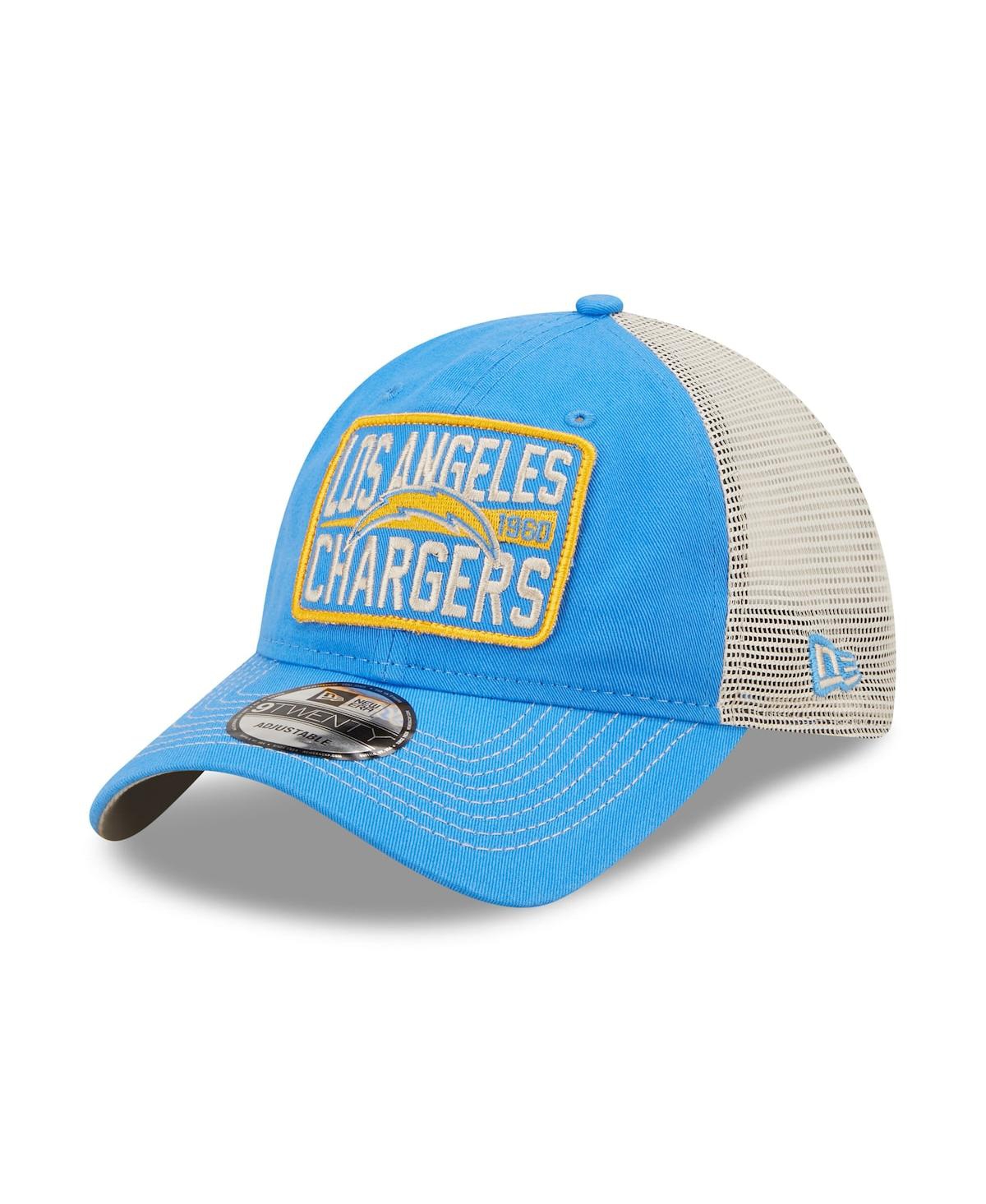 New Era Men's  Powder Blue, Natural Los Angeles Chargers Devoted Trucker 9twenty Snapback Hat In Powder Blue,natural