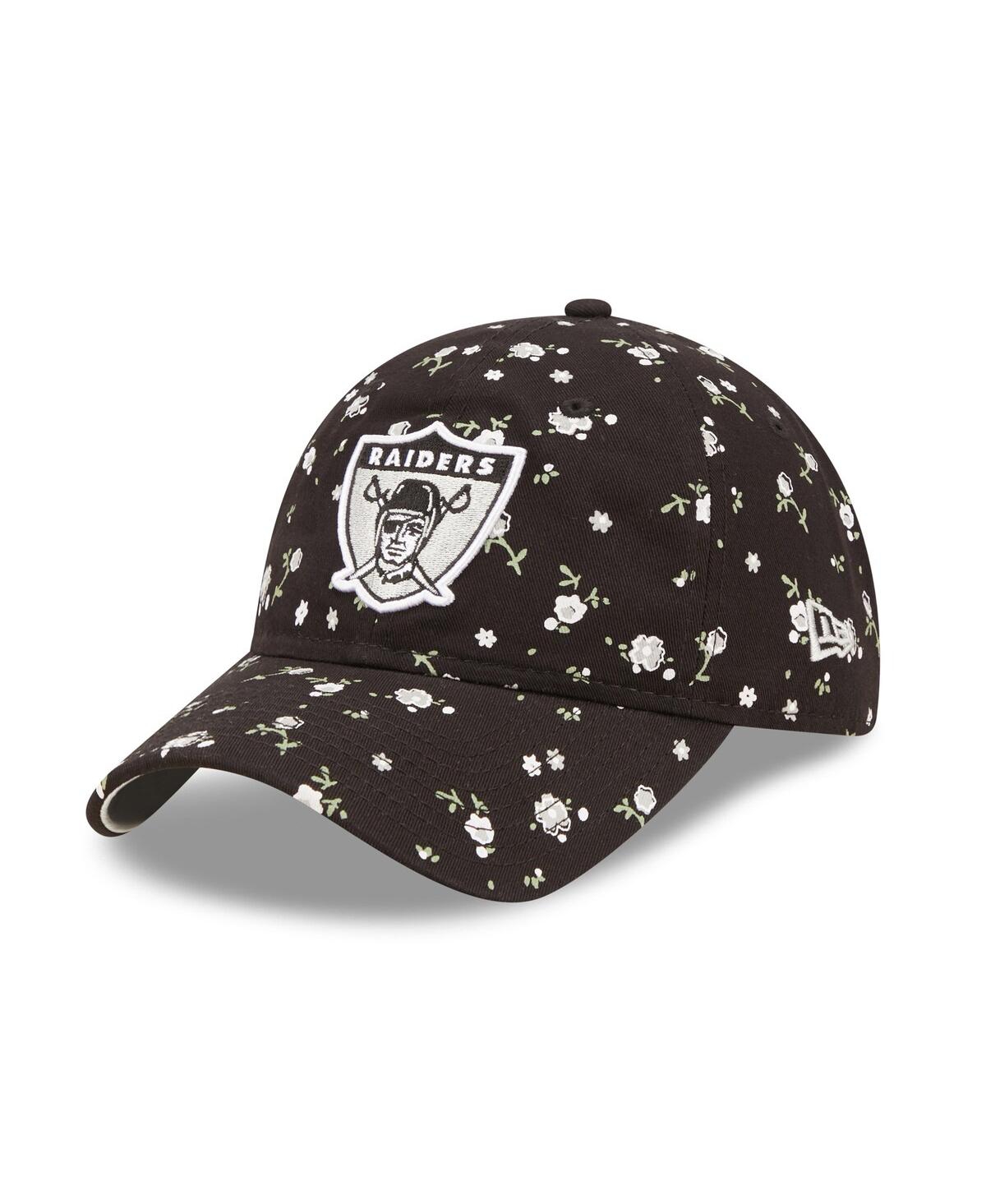 Women's New EraLas Vegas Raiders Floral 9Twenty Adjustable Hat - Black