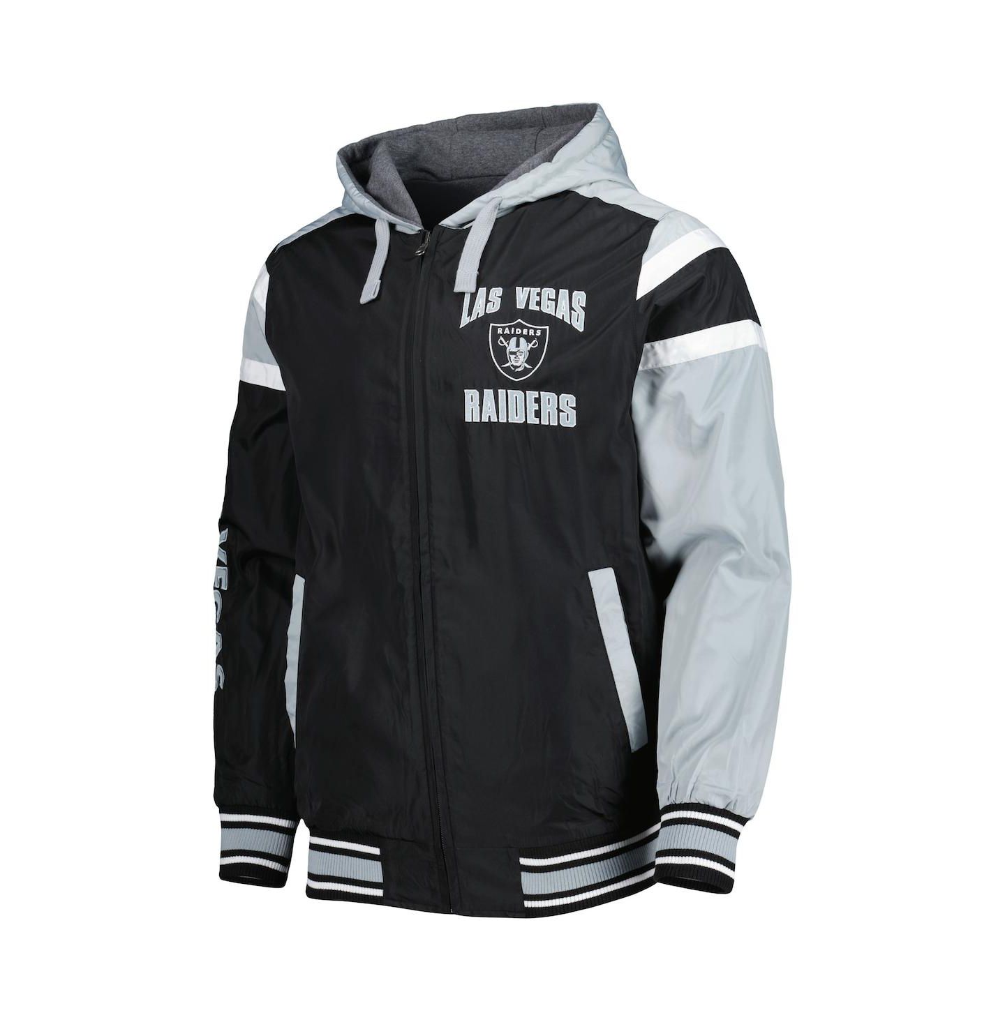 Мужские худи G-III Sports by Carl Banks Black, Gray Las Vegas Raiders Extreme Full Back Reversible Full-Zip Jacket — фото 8