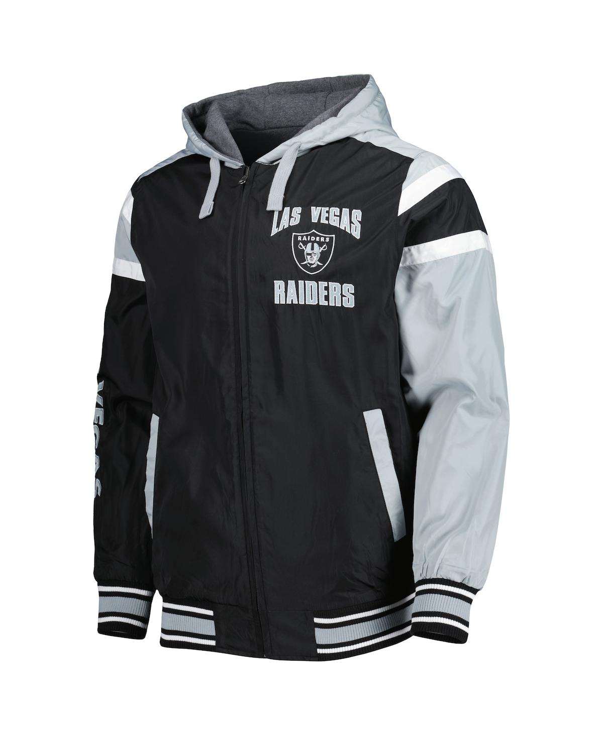 Shop G-iii Sports By Carl Banks Men's  Black, Gray Las Vegas Raiders Extreme Full Back Reversible Hoodie F In Black,gray