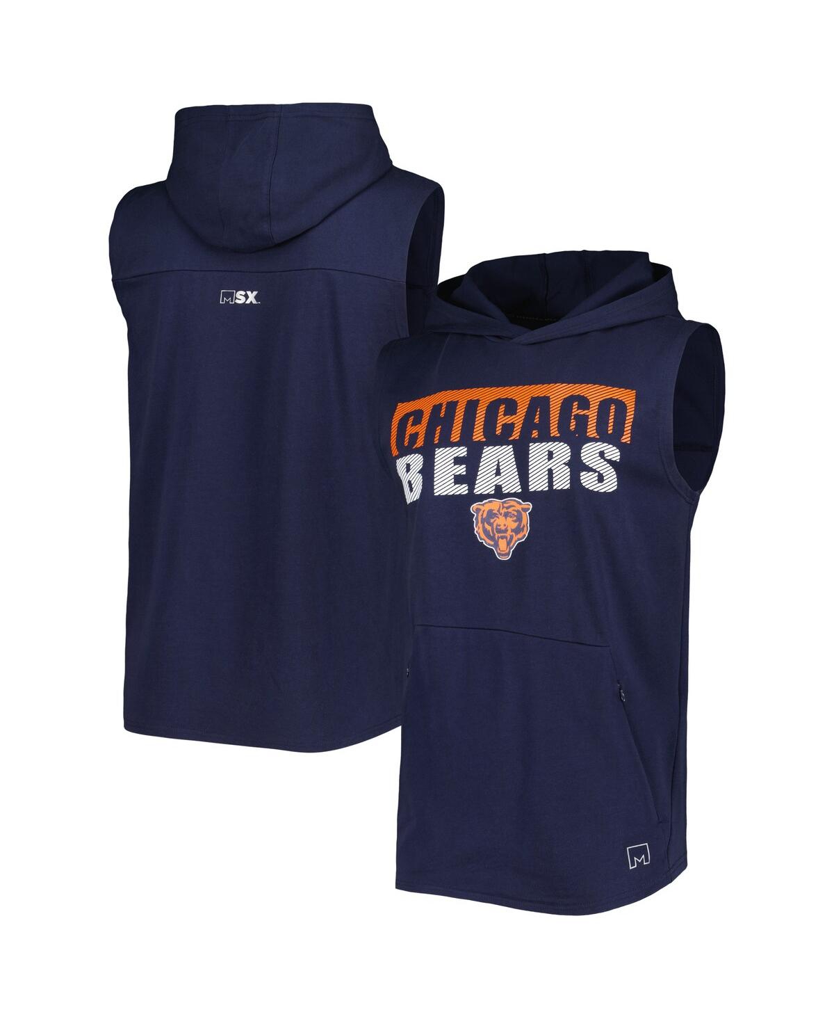 Msx By Michael Strahan Men's  Navy Chicago Bears Relay Sleeveless Pullover Hoodie