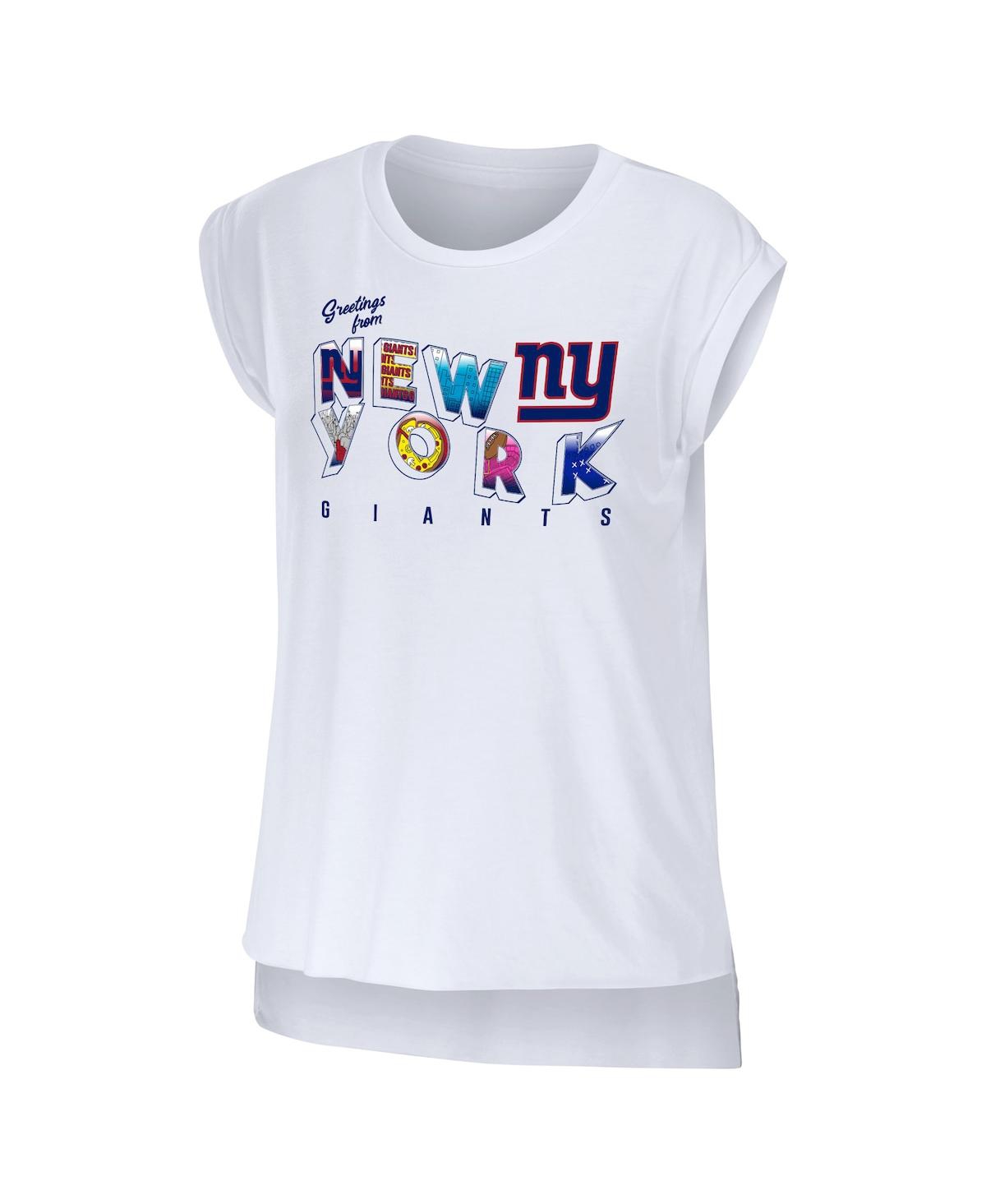 Shop Wear By Erin Andrews Women's  White New York Giants Greetings From Muscle T-shirt