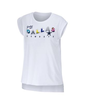 Women's White Dallas Cowboys Greetings From Muscle T-shirt