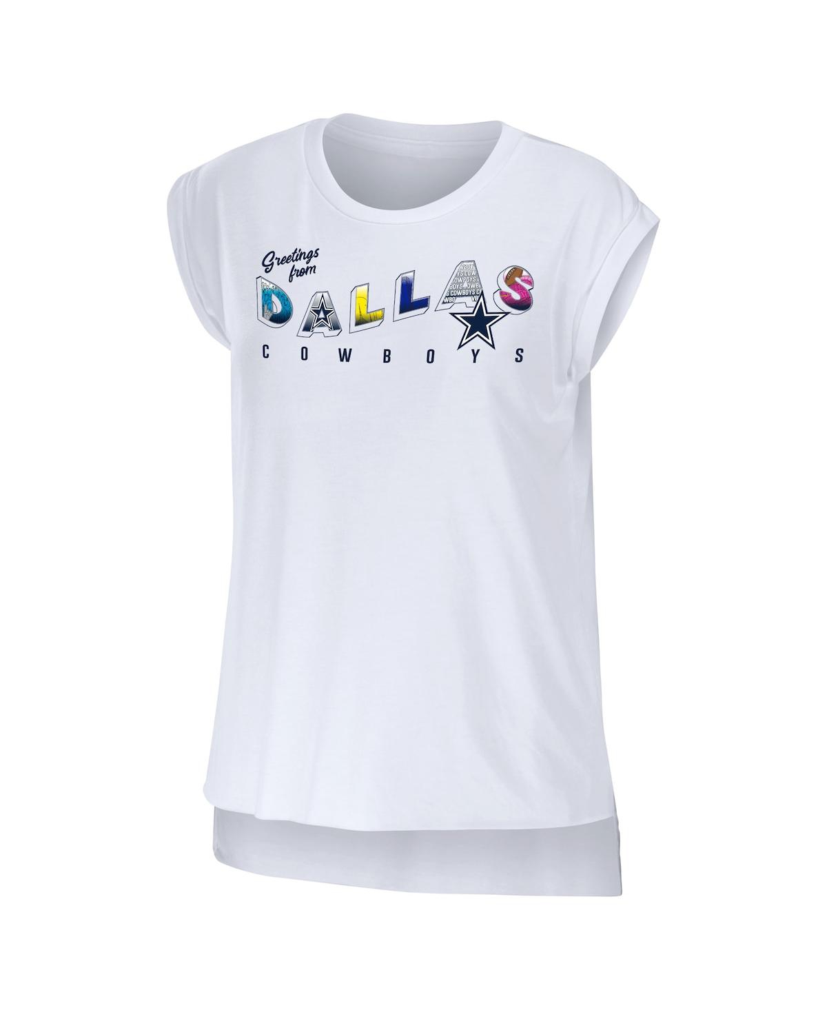 Shop Wear By Erin Andrews Women's  White Dallas Cowboys Greetings From Muscle T-shirt