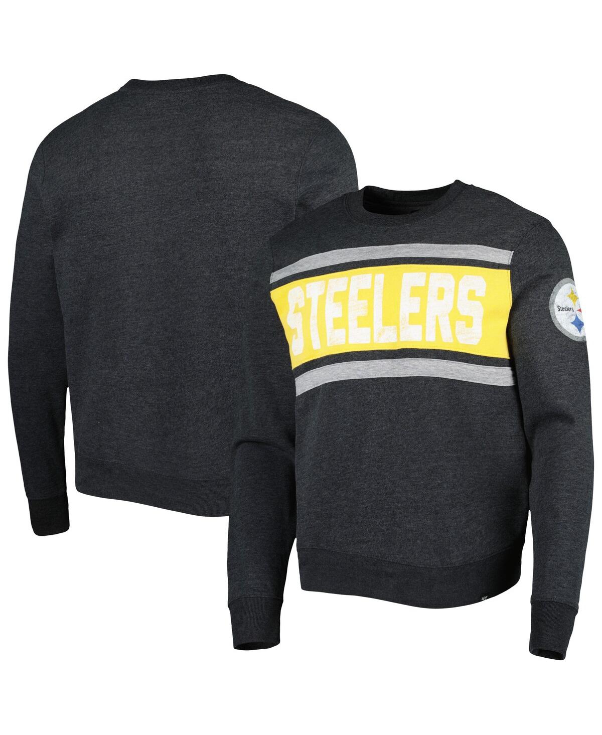 Shop 47 Brand Men's ' Heathered Black Pittsburgh Steelers Bypass Tribeca Pullover Sweatshirt