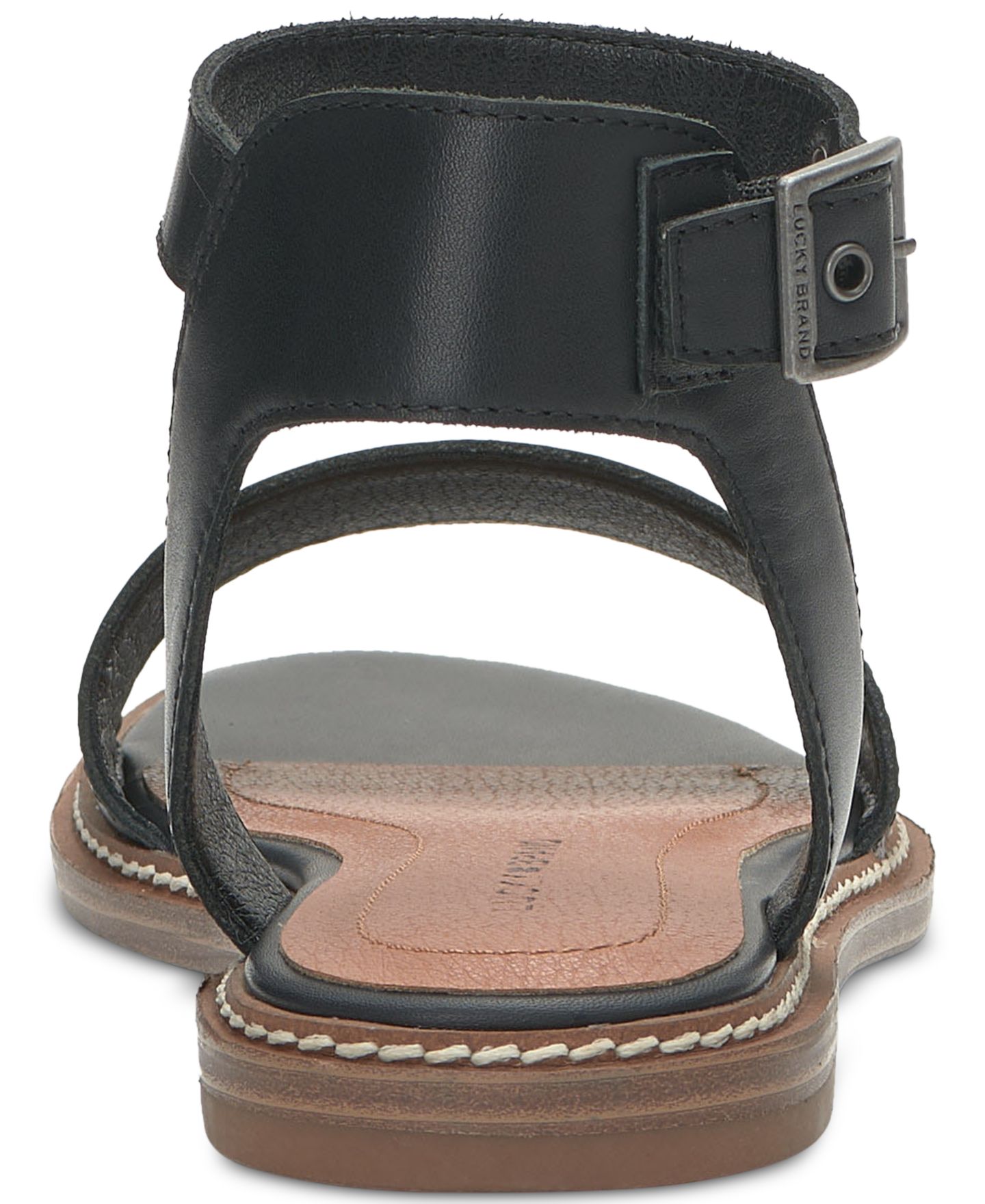 Женские сандалии Lucky Brand Kimaya Ankle-Strap Flat, цвет: Чёрный кожаный — фото 3