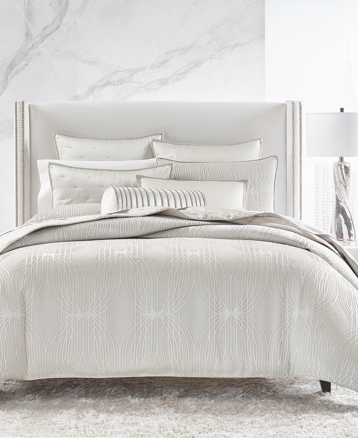 Hotel Collection Laced Arch 3-pc. Duvet Cover Set, Full/queen, Created For Macy's In Mica Silver