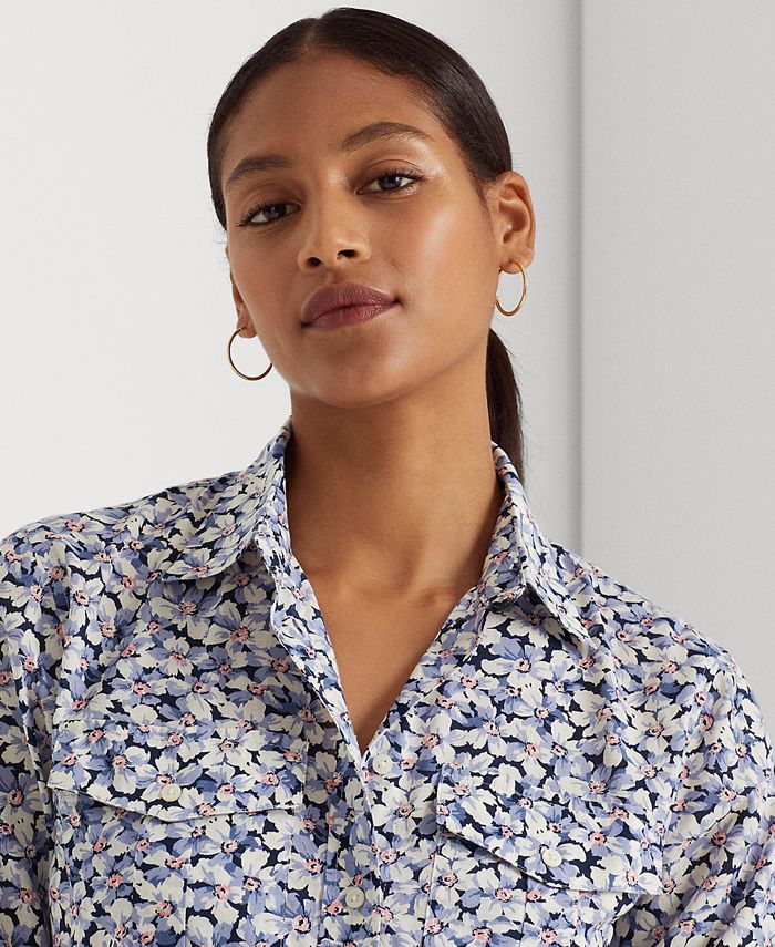 Lauren Ralph Lauren Women's Floral Cotton Voile Shirt - Macy's