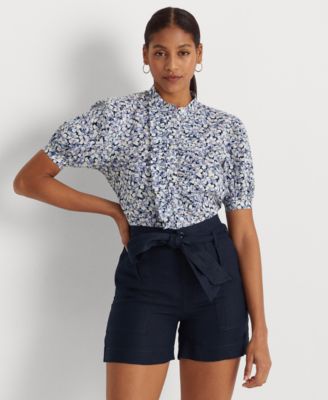 Lauren Ralph Lauren - Women's Floral Ruffle-Trim Linen Shirt