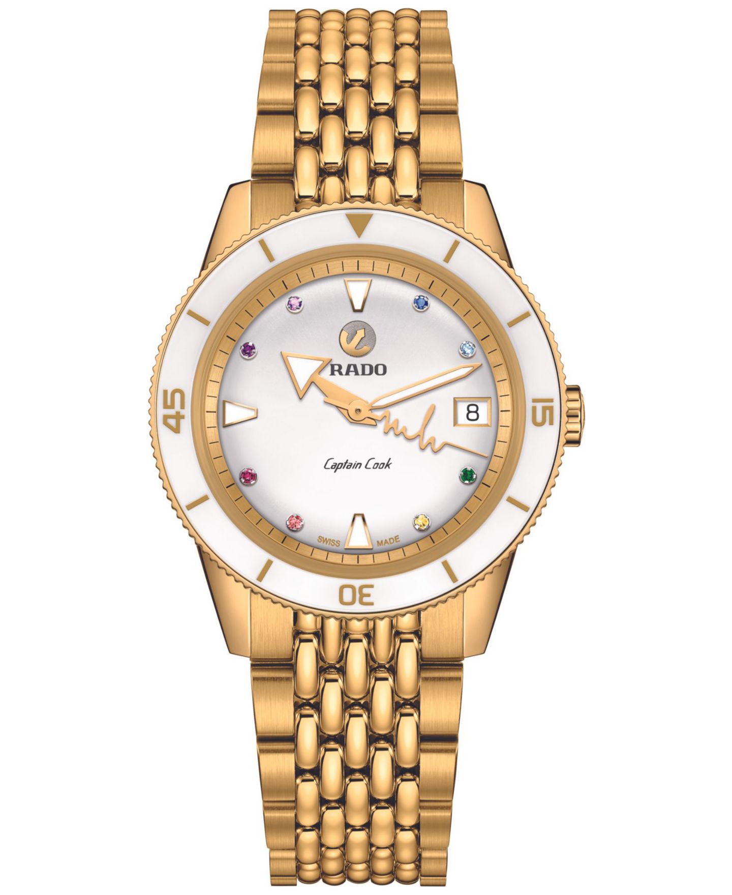 Женские часы Rado Swiss Automatic Captain Cook x Marina Hoermanseder Heartbeat Gold-Tone Stainless Steel Bracelet Watch 37mm — фото 1