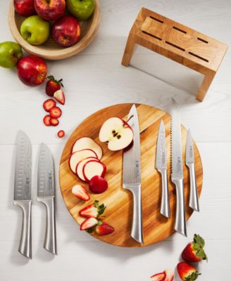 Damashiro Mizu Knife Block Oak Set, 7 Piece