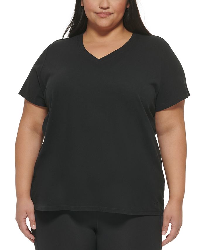 Calvin Klein Performance Womens Plus Logo Fitness Sweatshirt Gray 2X, Black  Heather, 2X