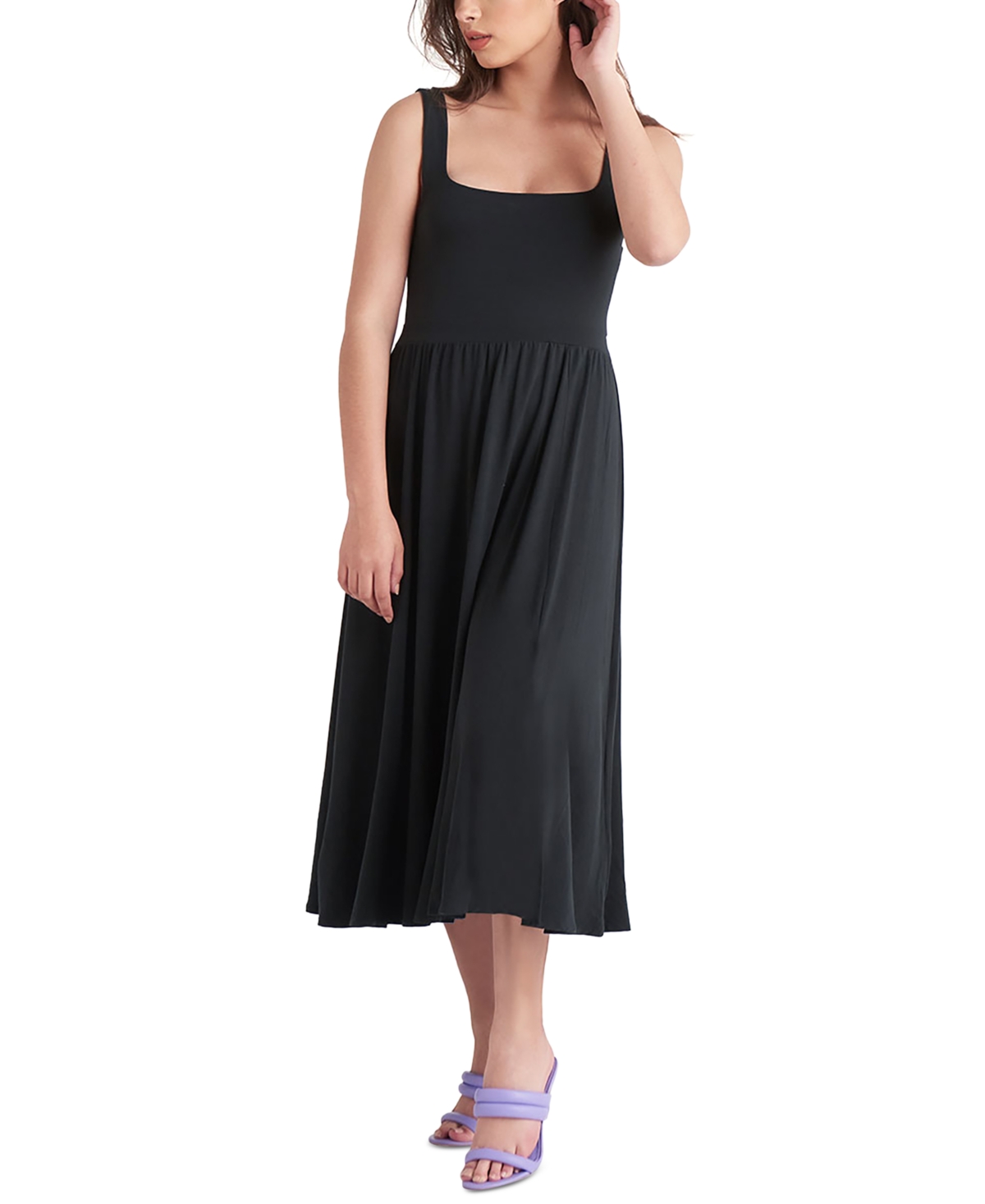 Black Tape Women's Banded-Waist Knit Sleeveless Midi Dress