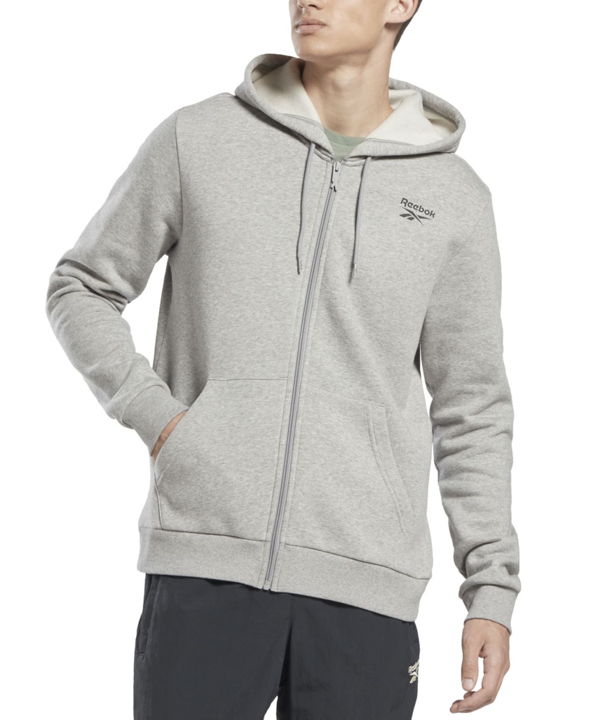 Reebok Men's Identity Fleece Chest Logo Full-zip Hoodie In Medium Grey Heather