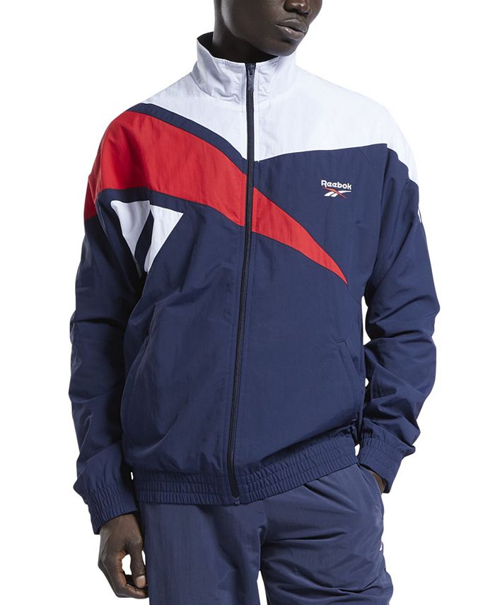 Reebok Men's Vector Regular-Fit Colorblocked Full-Zip Track Jacket - Macy's