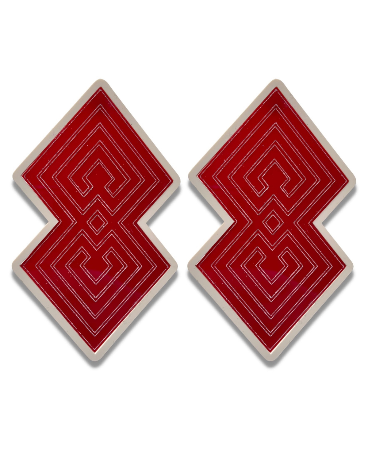 Swanky Designs Diamond Deco Drop Earrings In Red