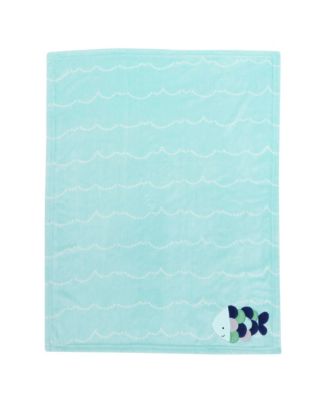 Oceania Blue Nautical Fish Luxury Coral Fleece Baby Blanket