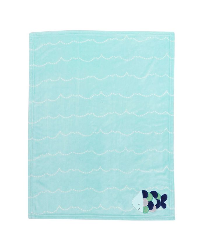 Lambs & Ivy Oceania Blue Nautical Fish Luxury Coral Fleece Baby Blanket