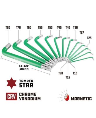 13 Piece Torx Long Arm Magnetic Hex Key Wrench Set Green