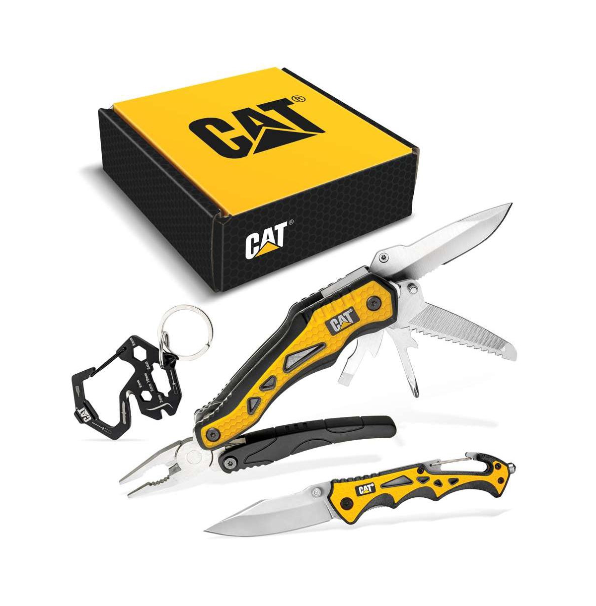 3 Piece 10-in-1 Multi-Tool, Knife, and Key Chain Gift Box Set - Yellow