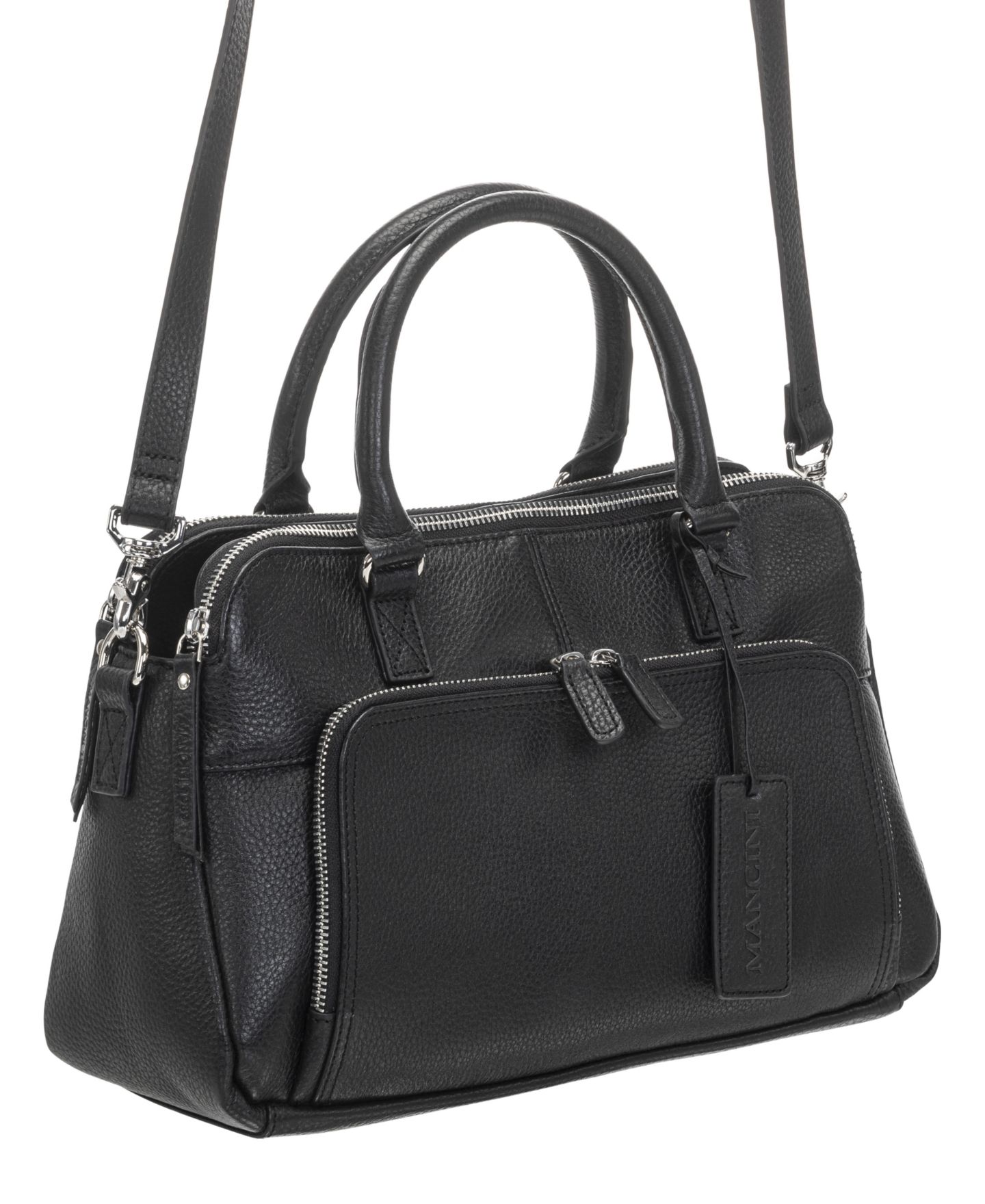 Женская сумка Mancini Jennifer Medium Pebbled Leather Crossbody Satchel, цвет: Чёрный — фото 3