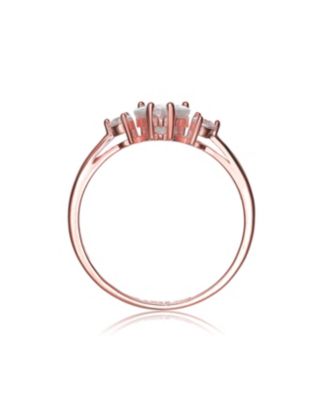 Sterling Silver Heart and Round Clear Cubic Zirconia's Three-Stone "I Love You" Ring